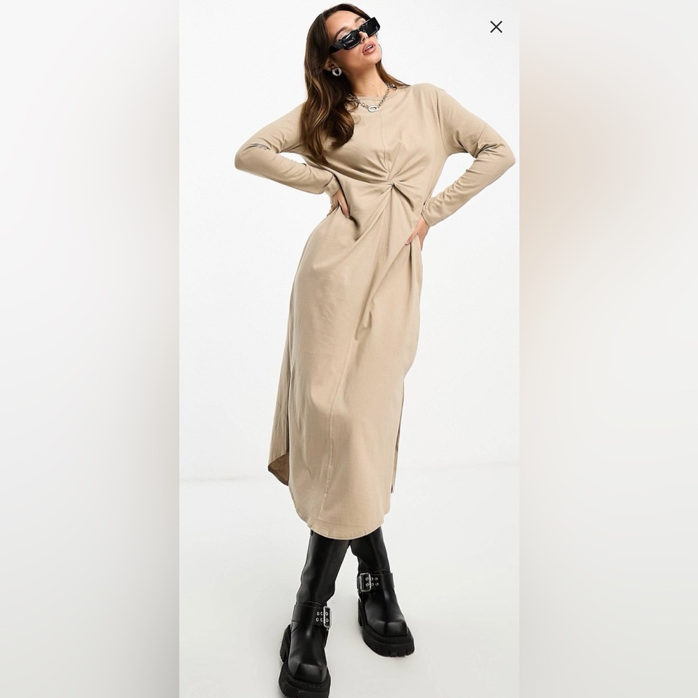 Tan dress with side slits